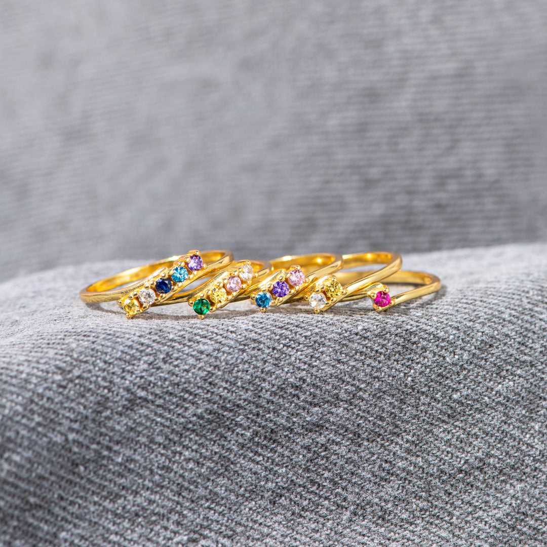 Personlig 1-6 Födelsestenar Bypass Ring