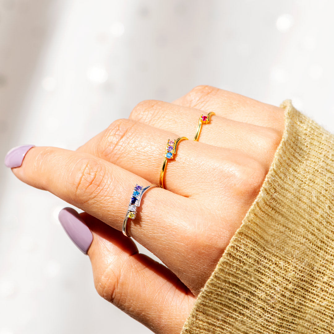 Personlig 1-6 Födelsestenar Bypass Ring