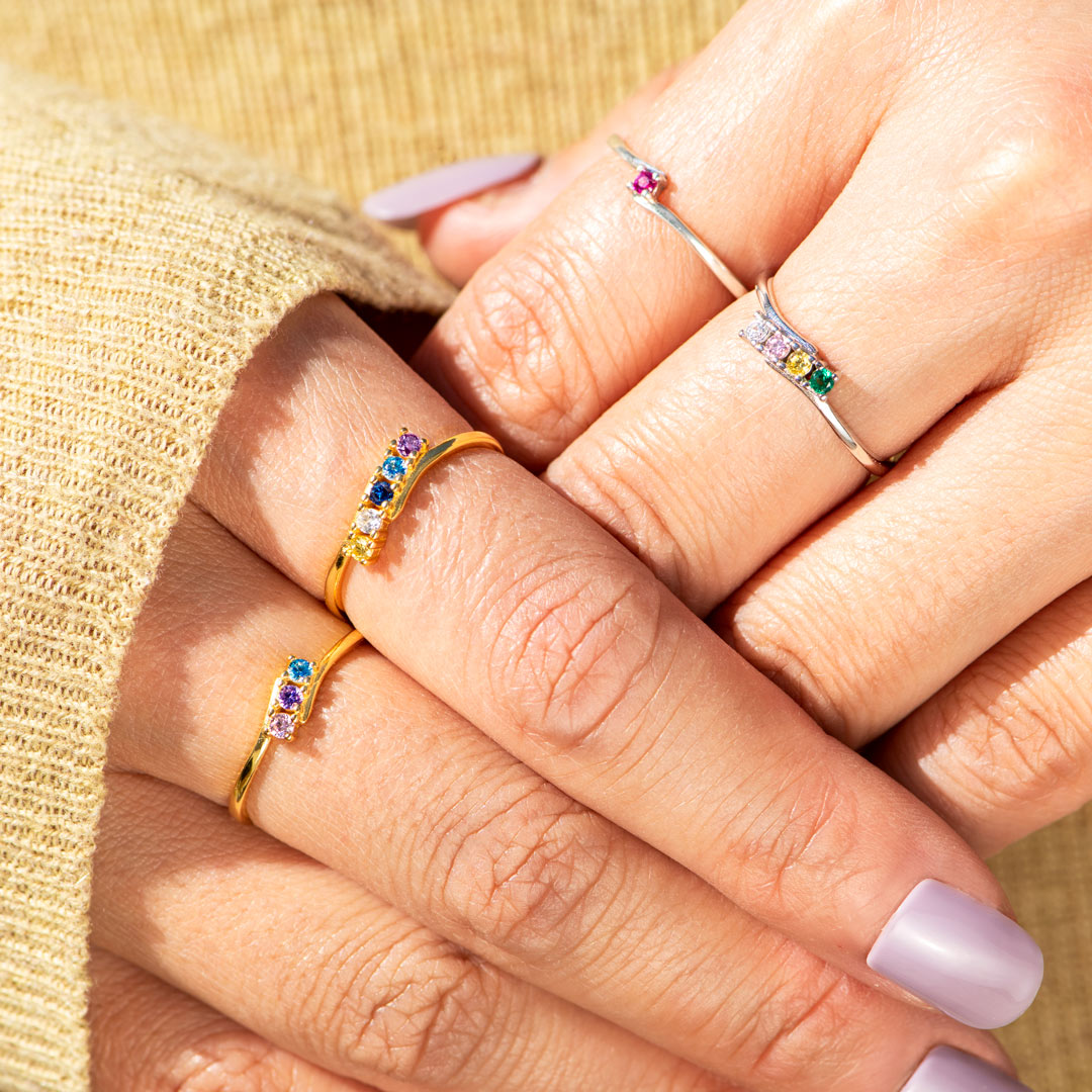 Personlig 1-6 Födelsestenar Bypass Ring