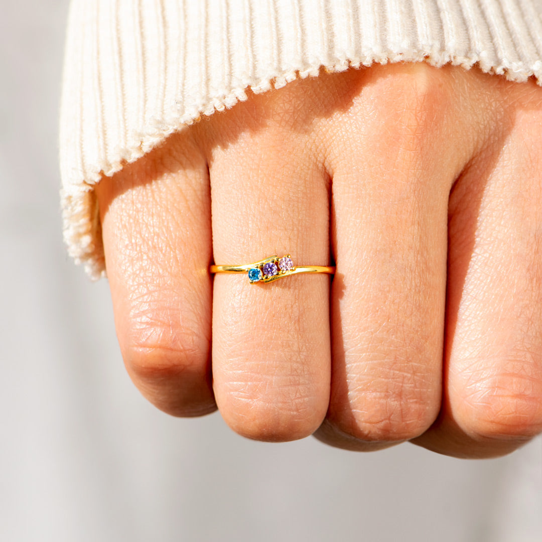 Personlig 1-6 Födelsestenar Bypass Ring