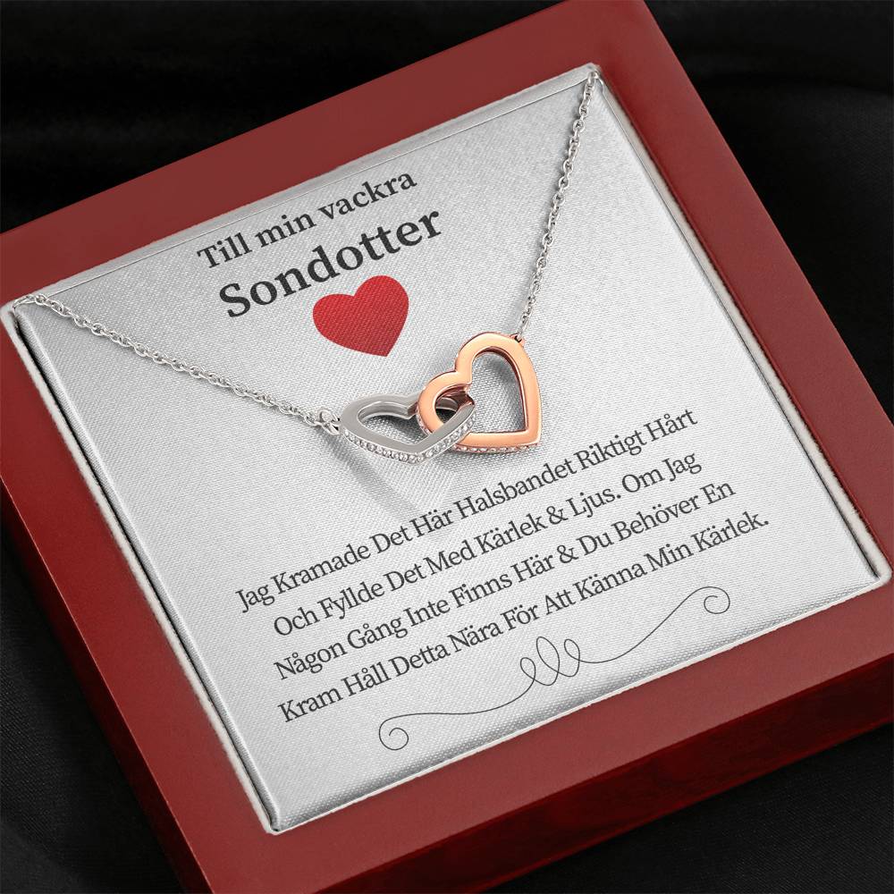 Fylld med min kärlek och ljus - sammanlänkat hjärthalsband